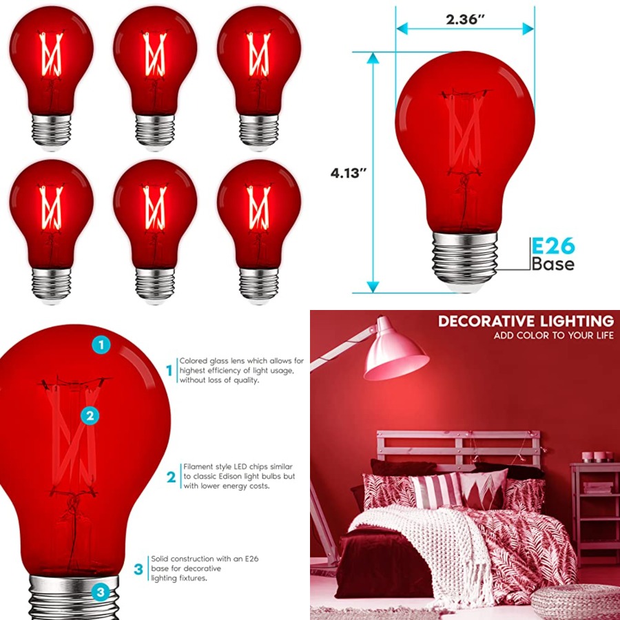 Outdoor Lighting And Decor - Светодиодные лампы A19 Edison, 4,5 Вт