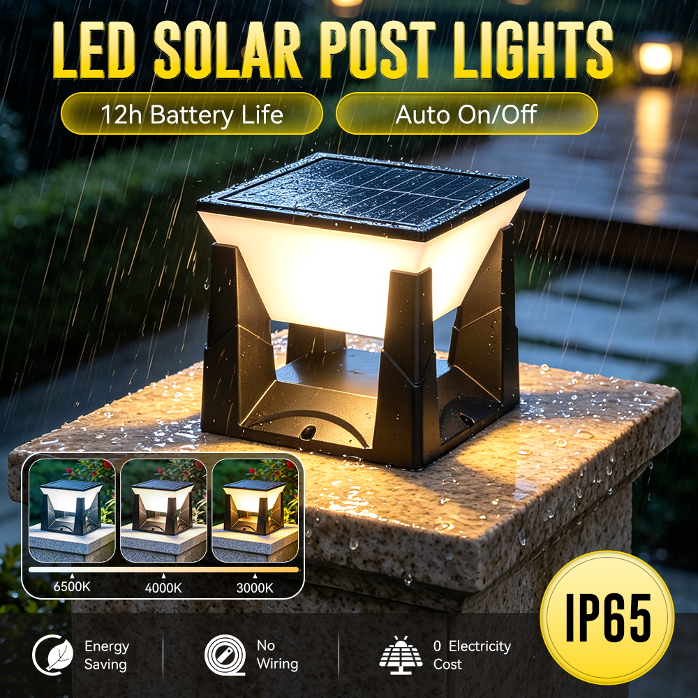 Outdoor Yard Lighting Fixtures - Трехцветный солнечный светильник для столбов IP65,