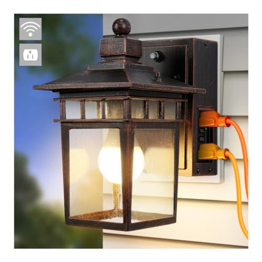 Outdoor Lighting Dusk To Dawn - Уличный светильник с розеткой GFCI, наружный