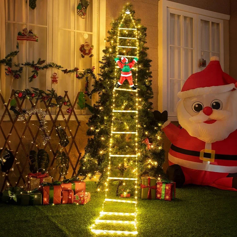 Outdoor Lighting And Decor - Светодиодные рождественские гирлянды-лестницы с Дедом Морозом