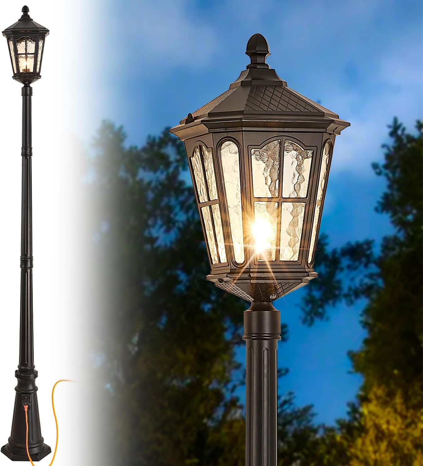 Outdoor Yard Lighting Fixtures - Водонепроницаемый уличный столбовой светильник с розеткой,
