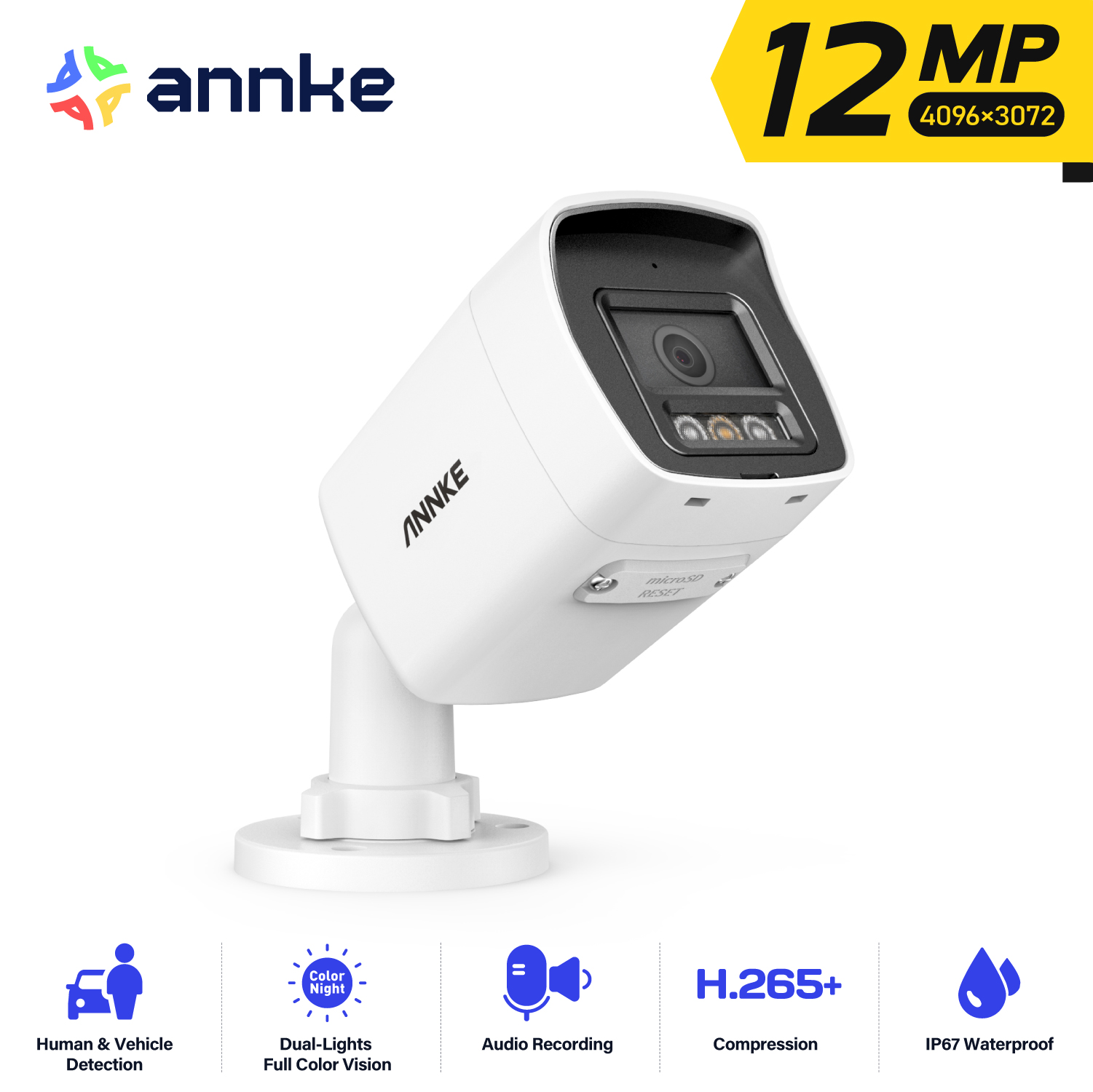 Outdoor Lighting Under Roof - Уличная IP-камера ANNKE 12MP PoE с