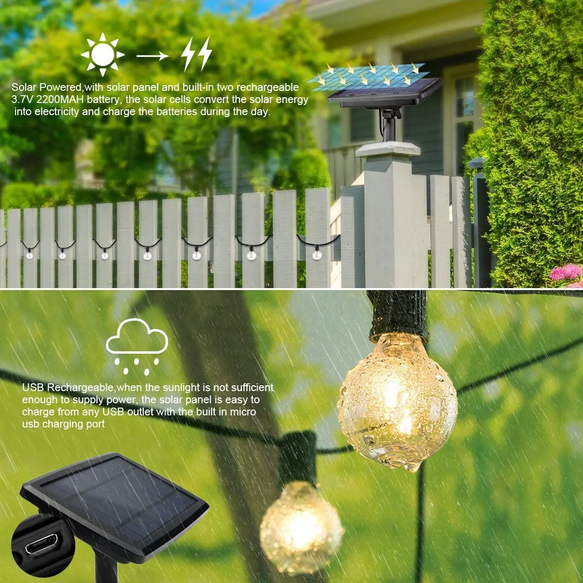 100-гирлянда, с солнечной пане – обзор и цена Outdoor Lighting Company